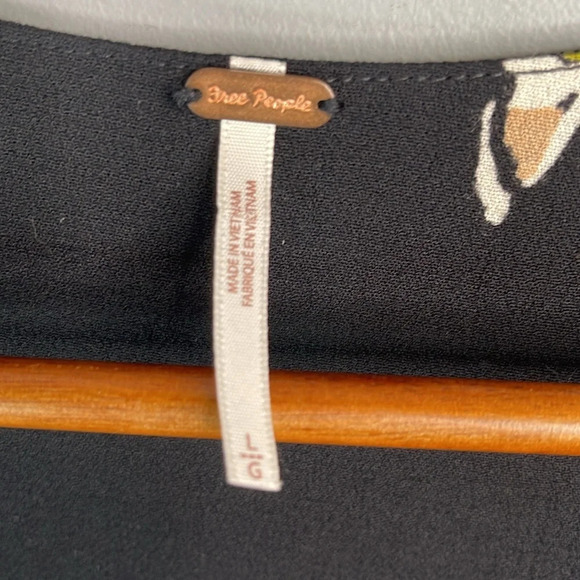 FREE PEOPLE Time On My Side Floral Print Wrap Dress Black Button Side Ruched L - Picture 9 of 12